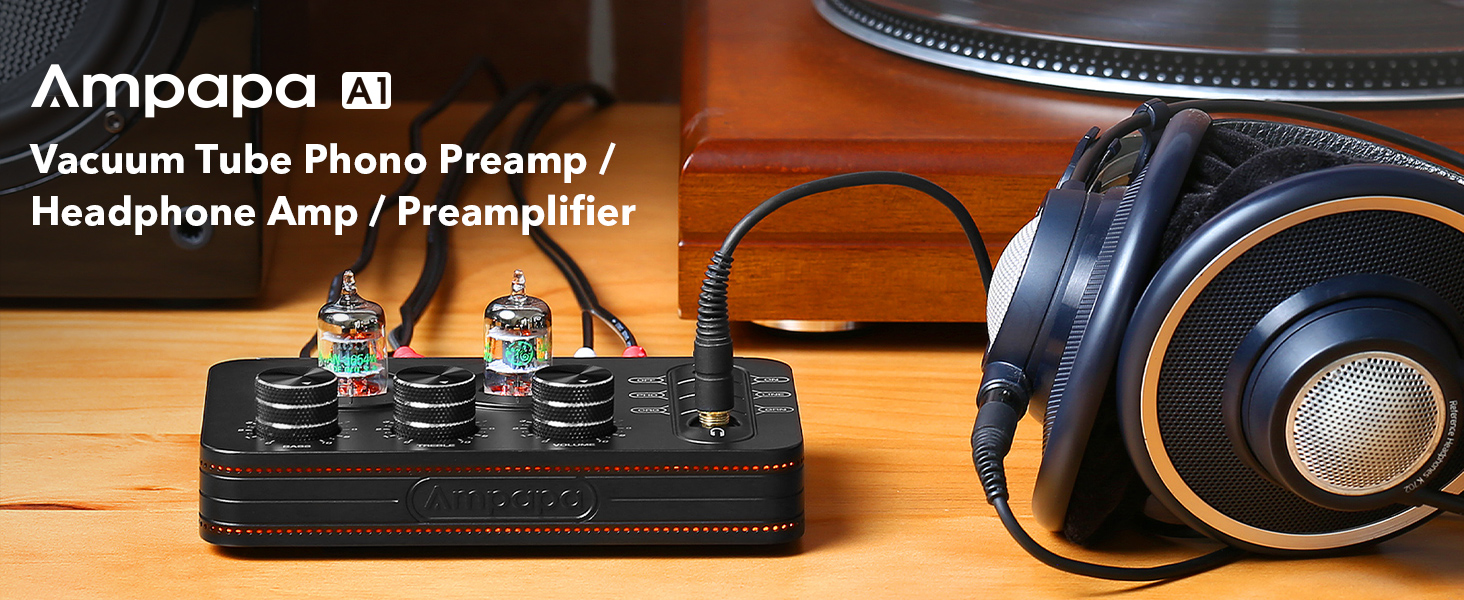 Amazon | Ampapa A1 真空管 フォノプリアンプ ＆ ヘッドフォンアンプ
