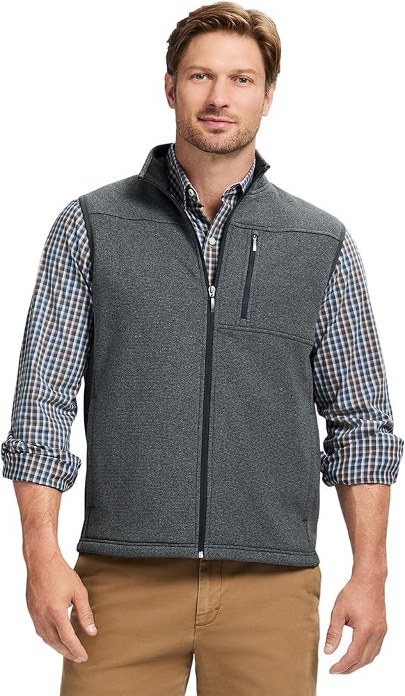 IZOD Men's Advantage Performance Full Zip Sweater Fleece Vest, Lt