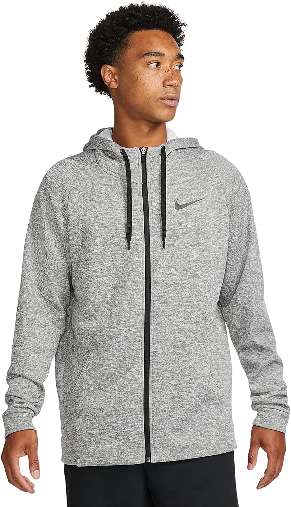 Nike Therma Dark Grey Heather/Black Men's Full-Zip Training Hoodie