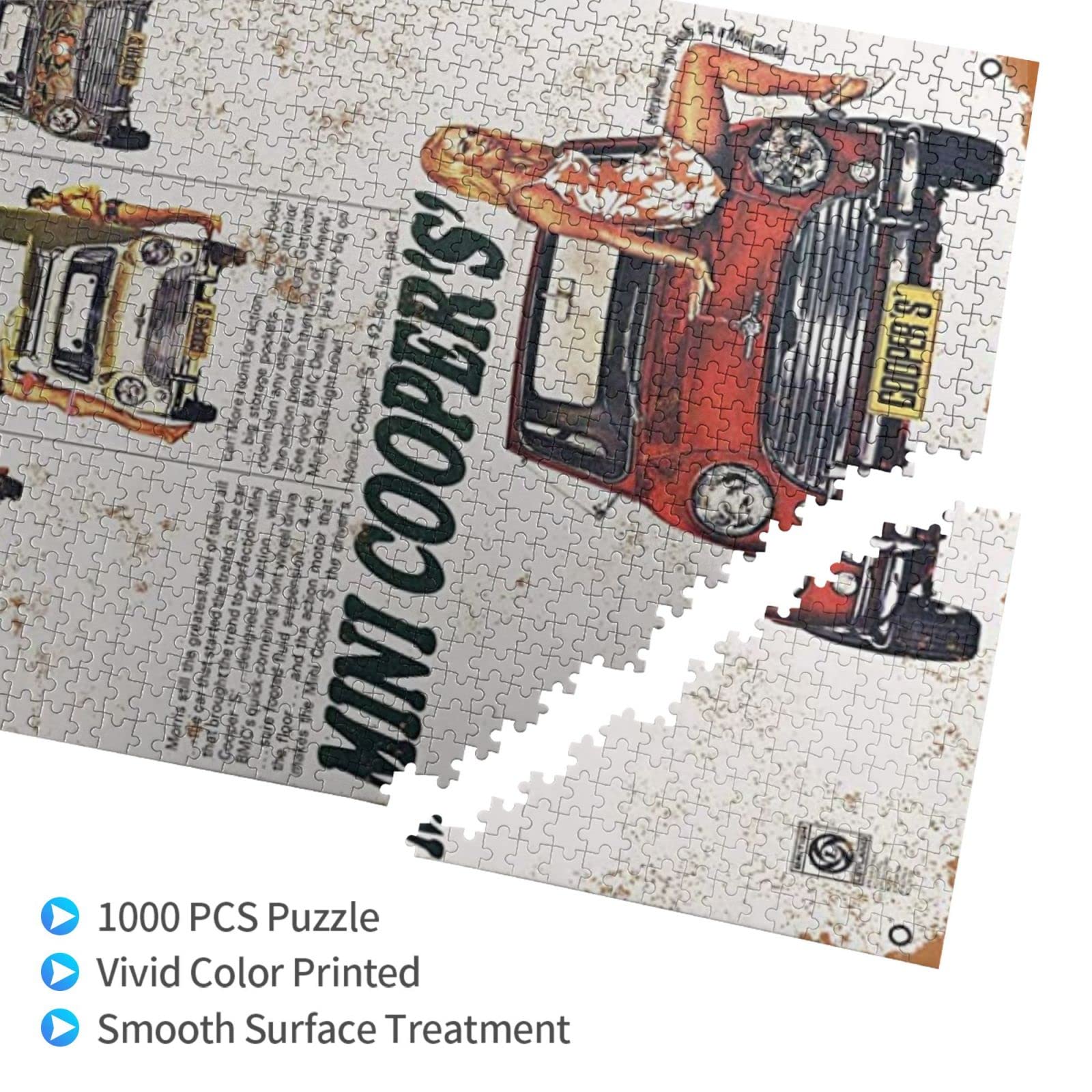 Amazon.co.jp: 1000ピース ジグソーパズル ミニクーパー金属壁サインレ