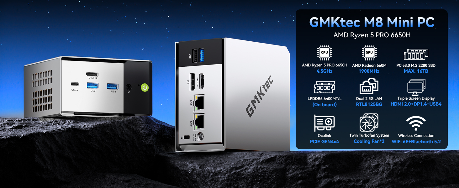 Amazon.com: GMKtec Mini PC M8 Desktop Computer AMD Ryzen PRO 6650H