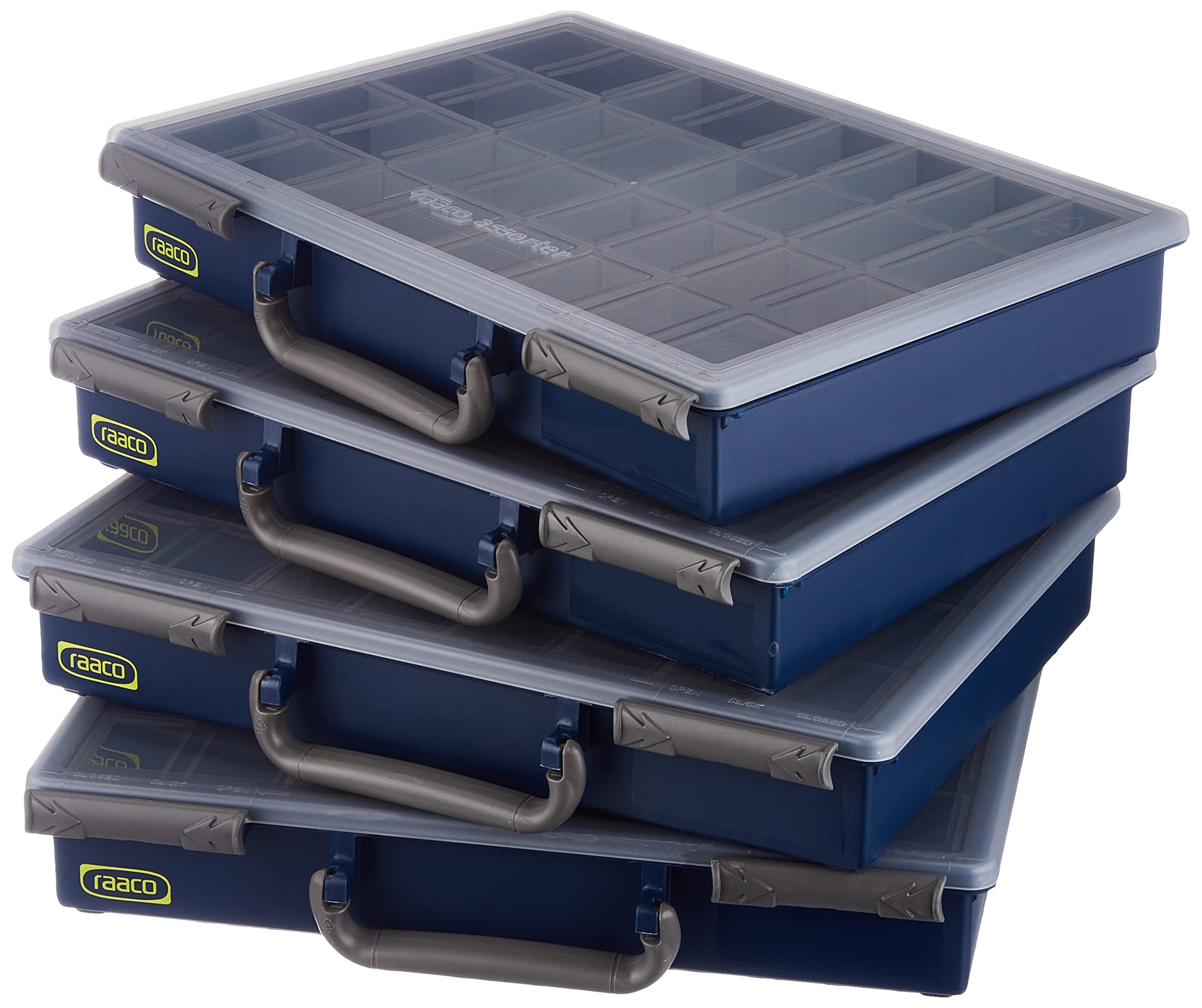 Raaco 136242 Portable Handy Box + 4 A4 Assorters, Black/Blue