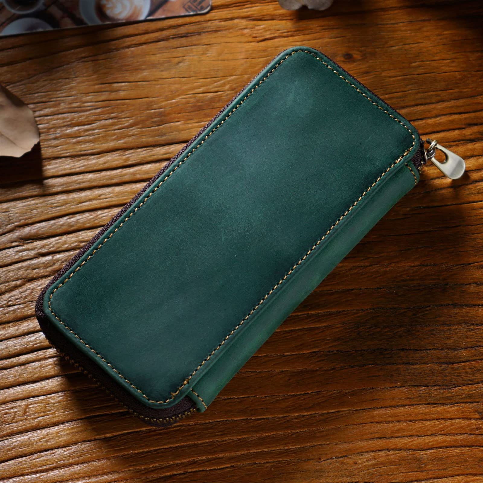 Amazon.co.jp: ザブロル レザーペンケース 3分割スロット ハードシェル