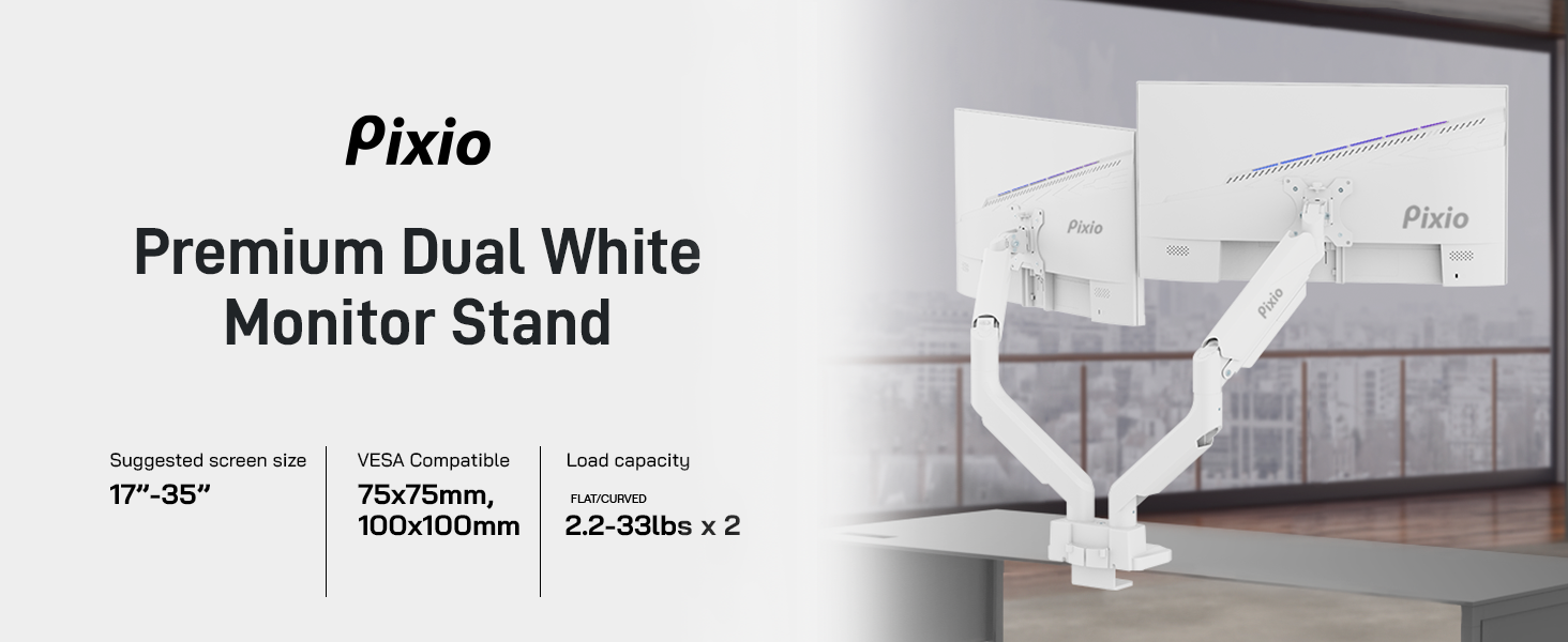 Amazon.com: Pixio PS2D White Ultrawide Heavy-Duty Premium Dual