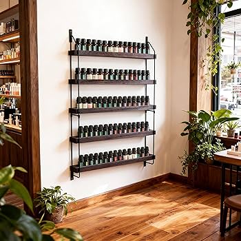 Amazon｜THYGIFTREE エッセンシャルオイル収納ラック 壁取り付け式木製