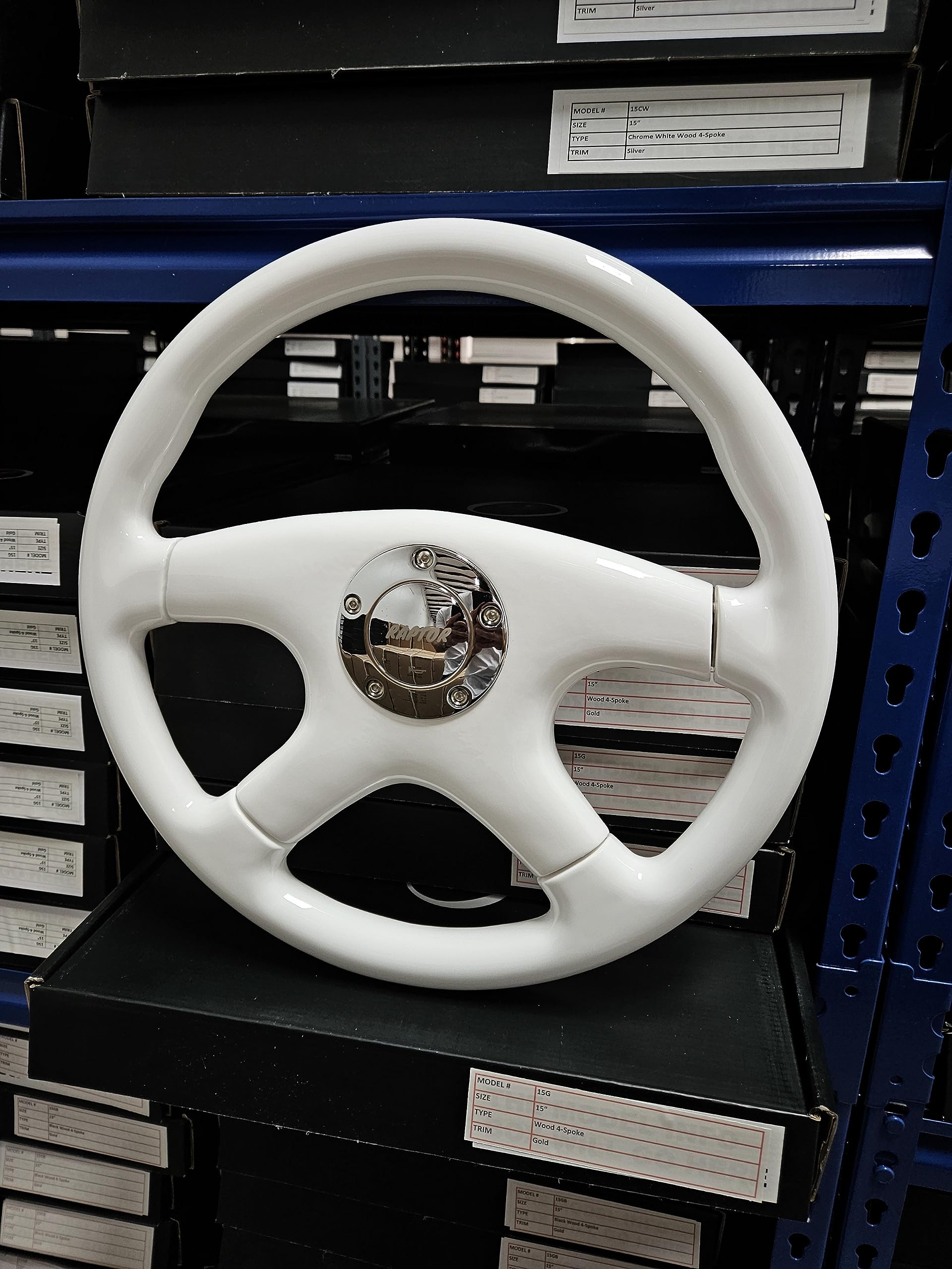 Amazon | Raptor 15インチ ホワイトウッド ステアリングホイール