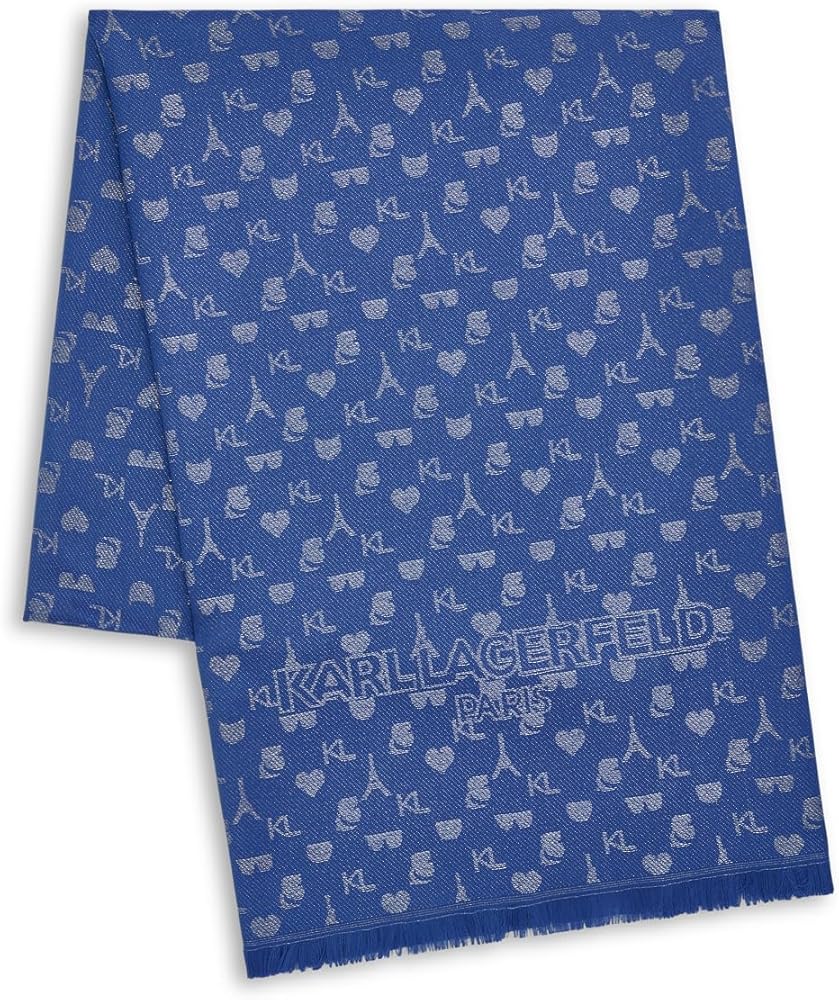 KARL LAGERFELD womens Metallic Icon Print Lightweight Pashmina