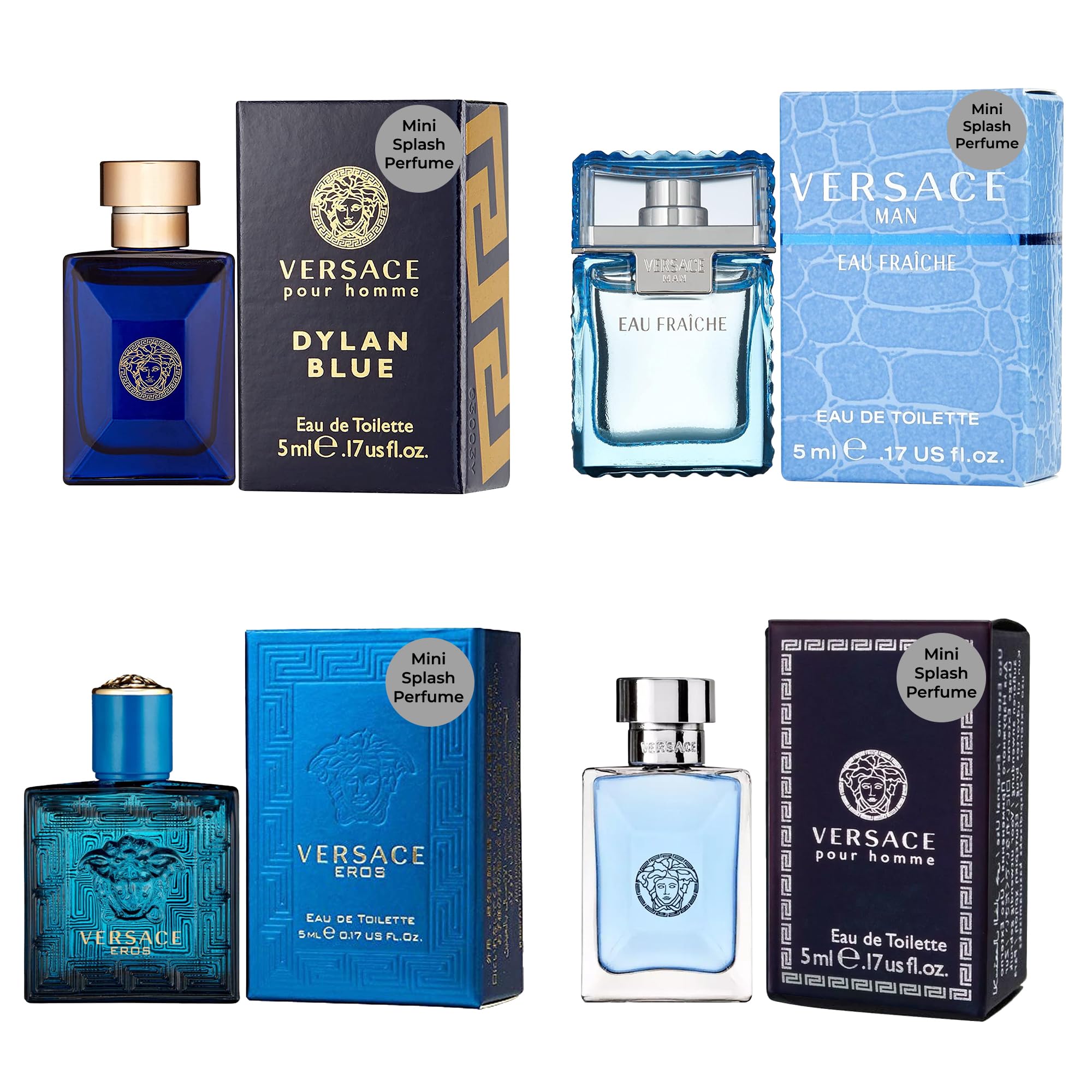 Amazon.com : Versace Cologne for Men Set of 4 Mini Eros, Pour