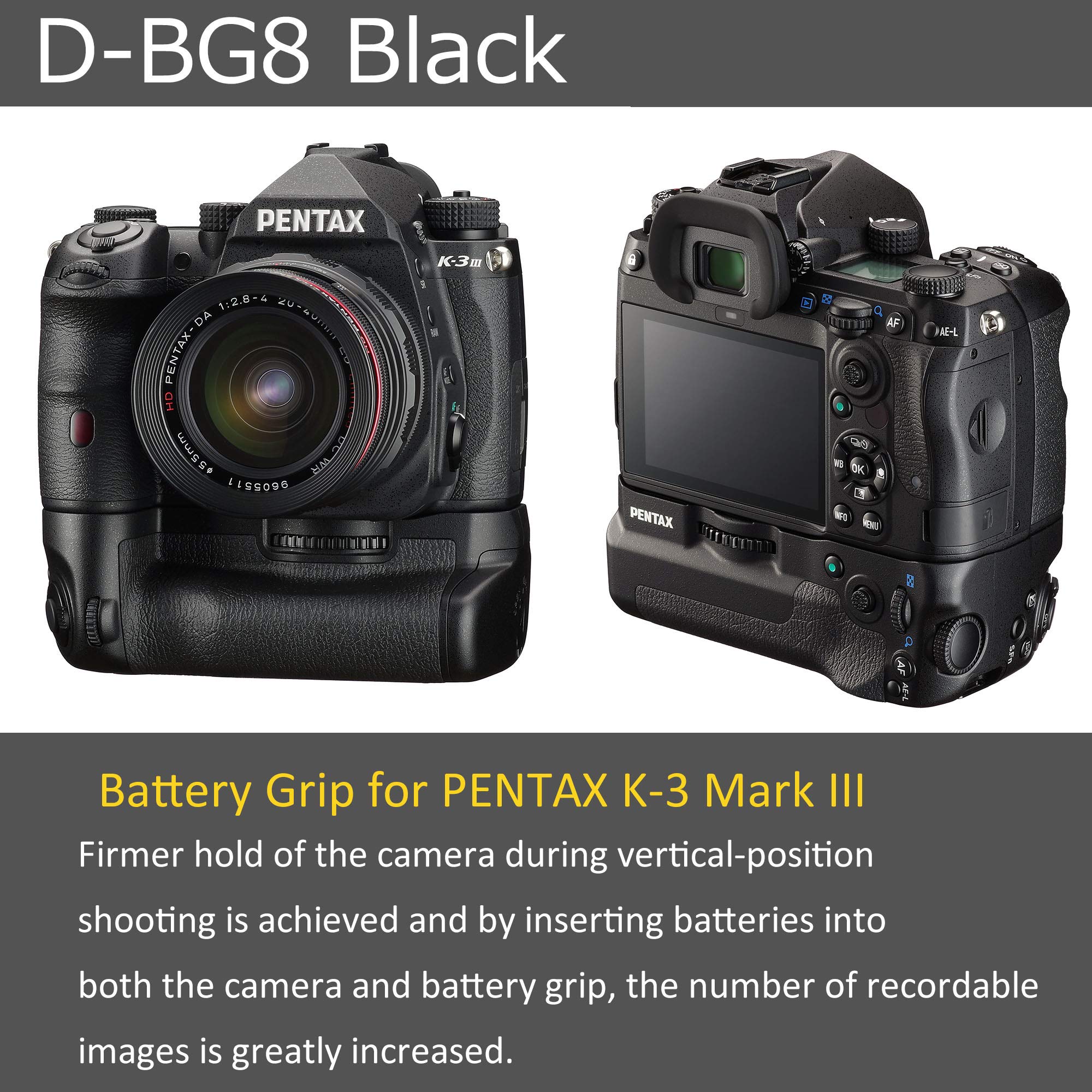 Amazon | PENTAX バッテリーグリップ D-BG8 ブラック Pentax K-3 III