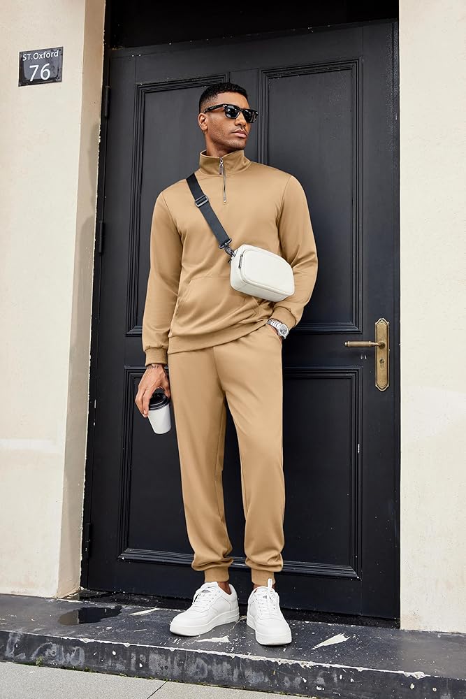 COOFANDY Men's Jogging Suits 2 Piece Set Quarter Zip Up Pullover