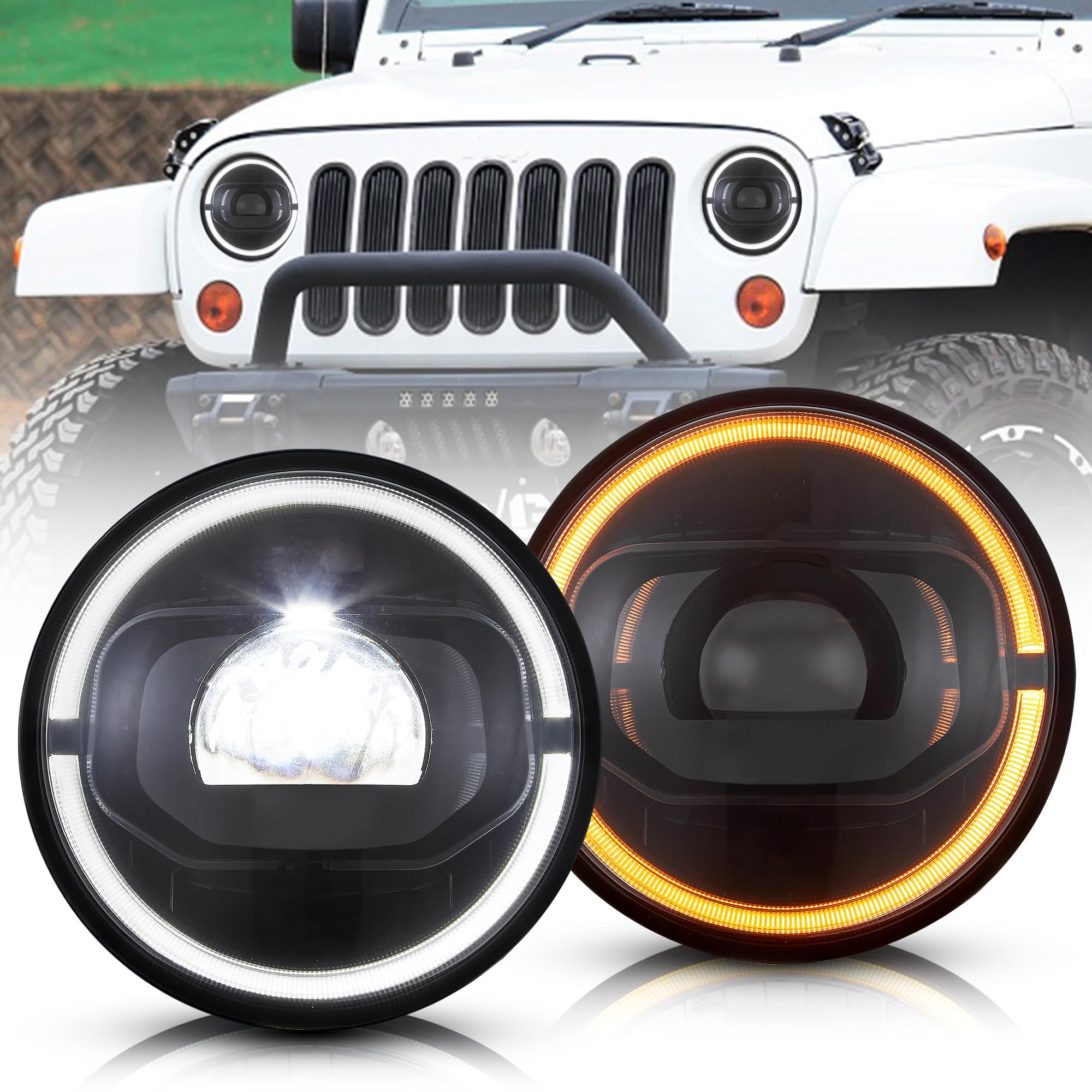 Amazon | VLAND ジップ JK ラングラー 7インチ ヘッドライト 全LED