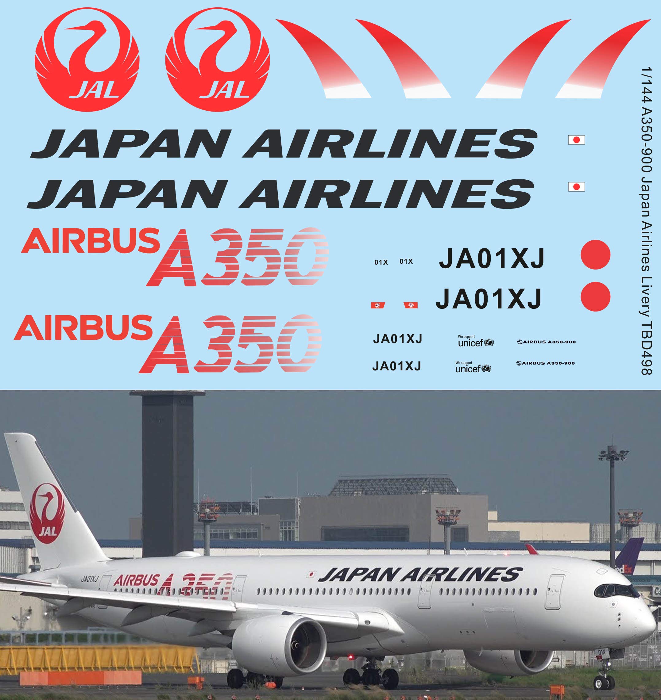 Amazon | デカール 水デカール 1/144 Decals for Airbus A350 900