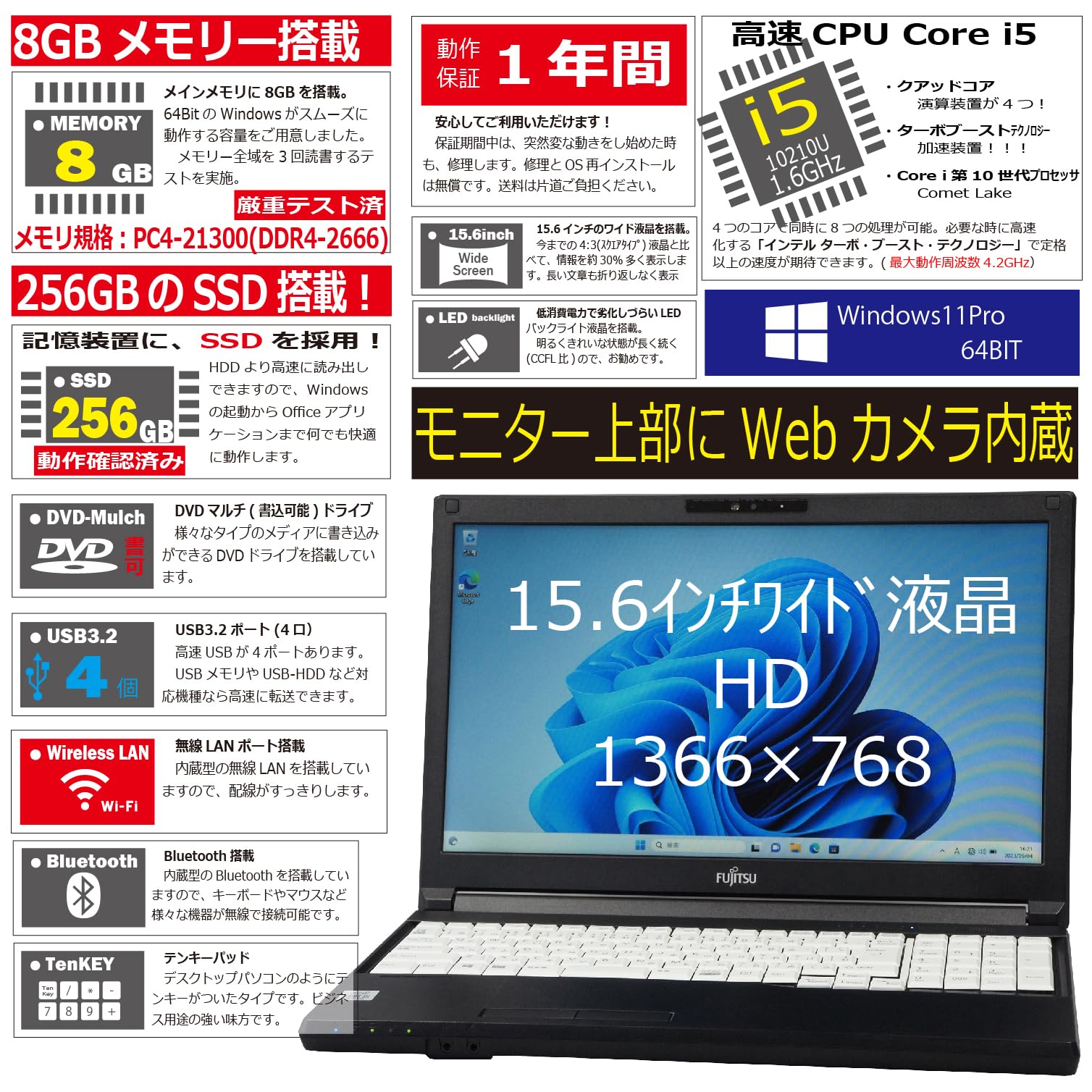 Amazon.co.jp: 中古パソコン 富士通 LIFEBOOK A5510/D(DX) Windows11