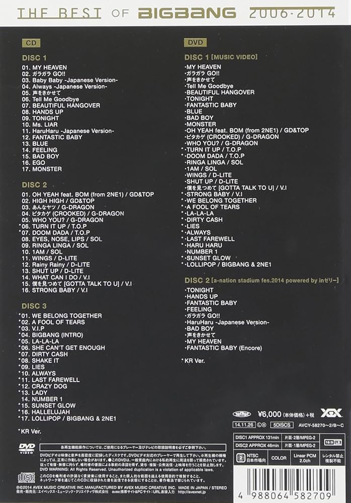 Bigbang - The Best Of Bigbang 2006-2014 (3CDS+2DVDS) [Japan CD