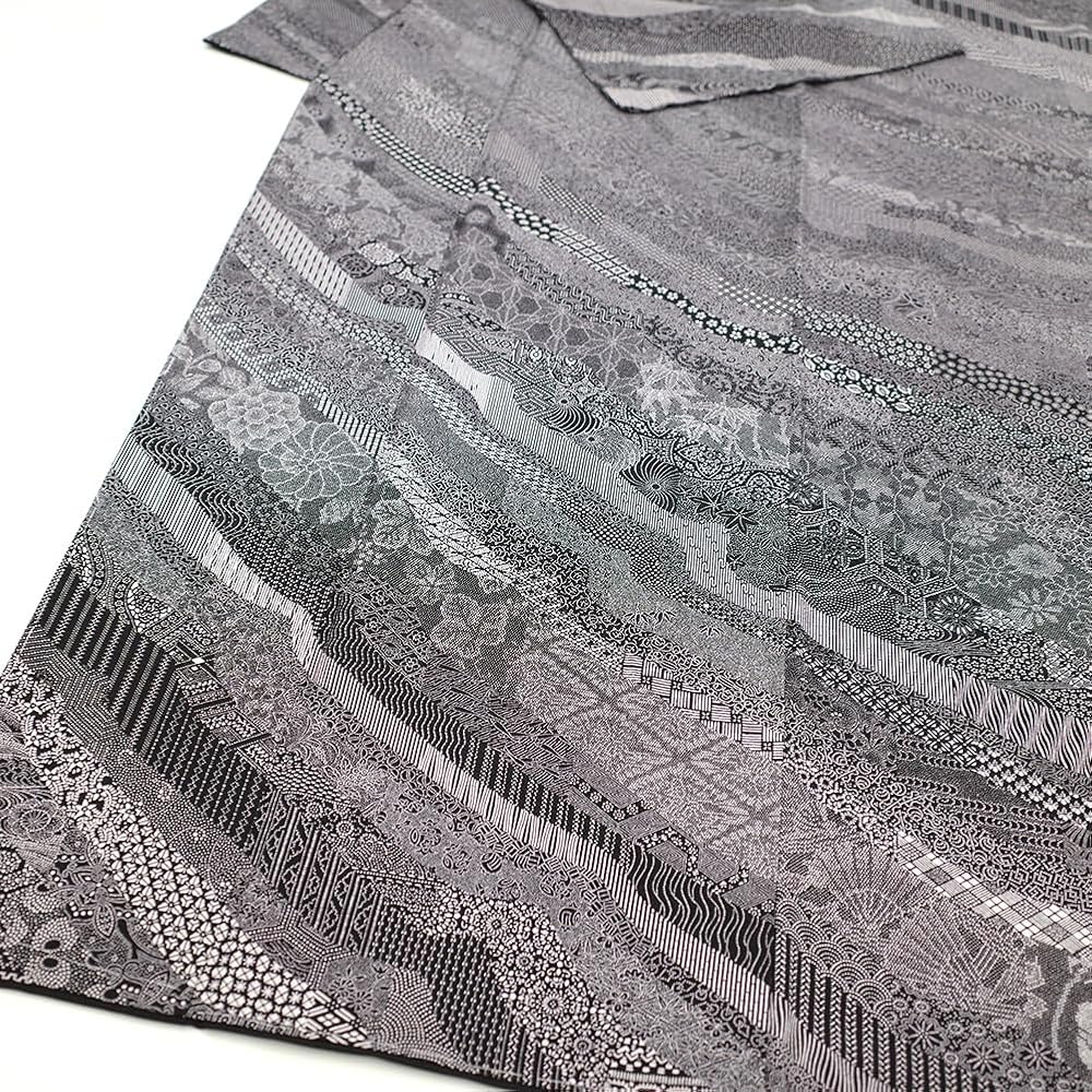 Amazon | 江戸小紋 訪問着 袷 着物 伝統工芸士 染谷梅治 作家物 黒 菊