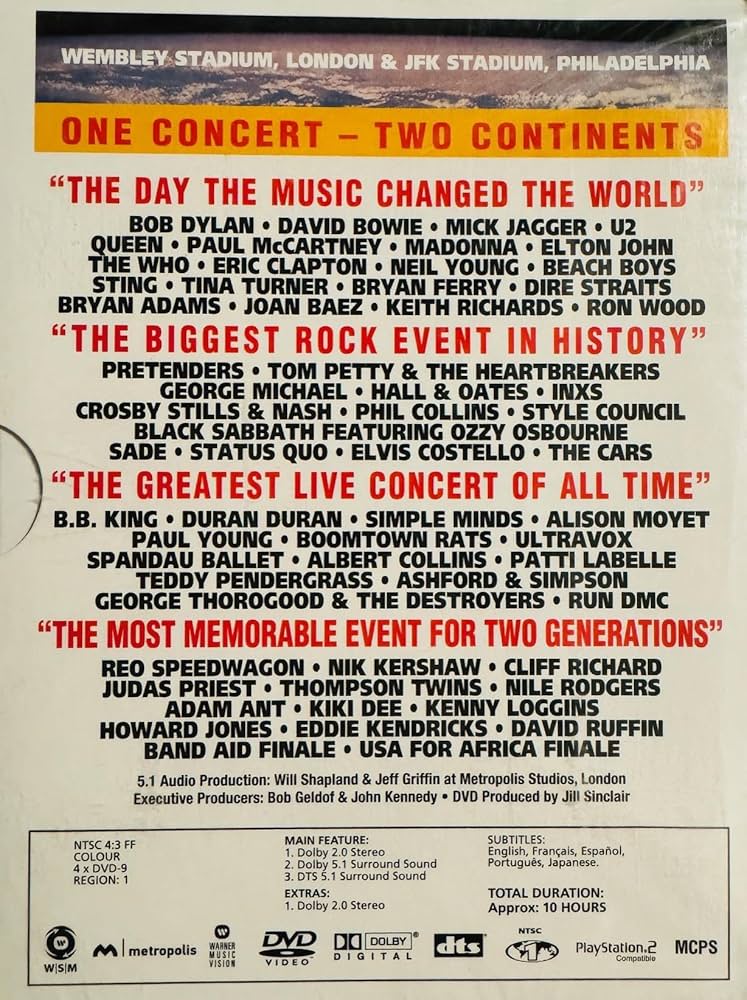 Amazon.com: Live Aid (4 Disc Set) : Bob Geldof, Bryan Adams