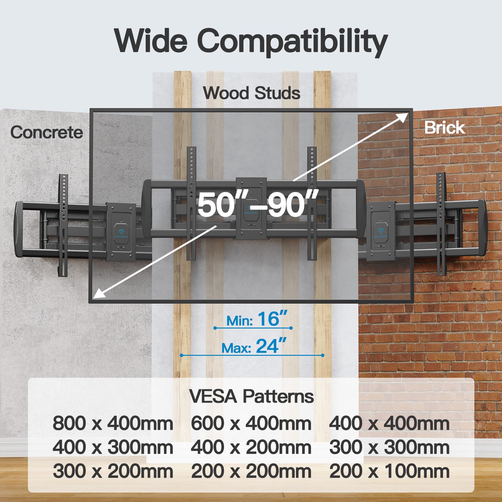 Amazon.com: PERLESMITH Full Motion TV Wall Mount for 50”-90” TVs