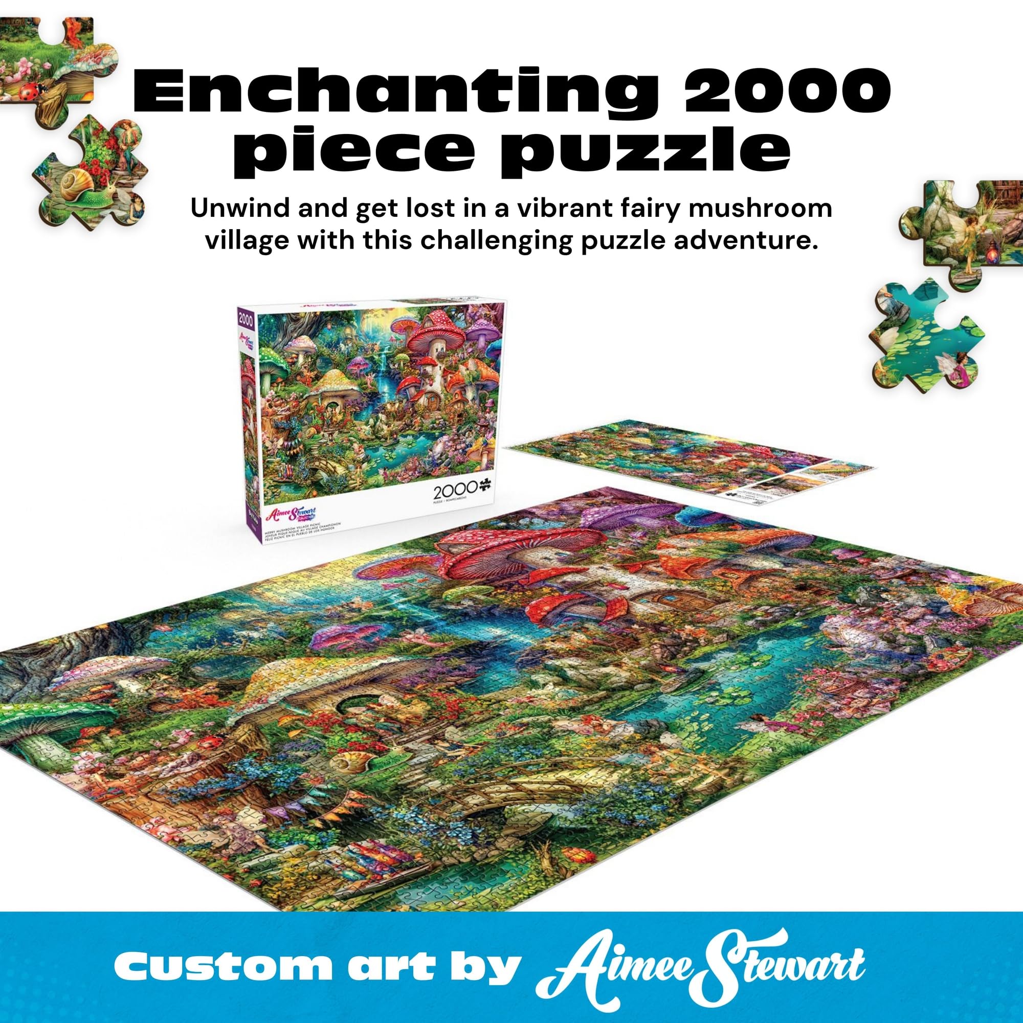 Amazon.com: Buffalo Games - Merry Mushroom Village Picnic by Aimee