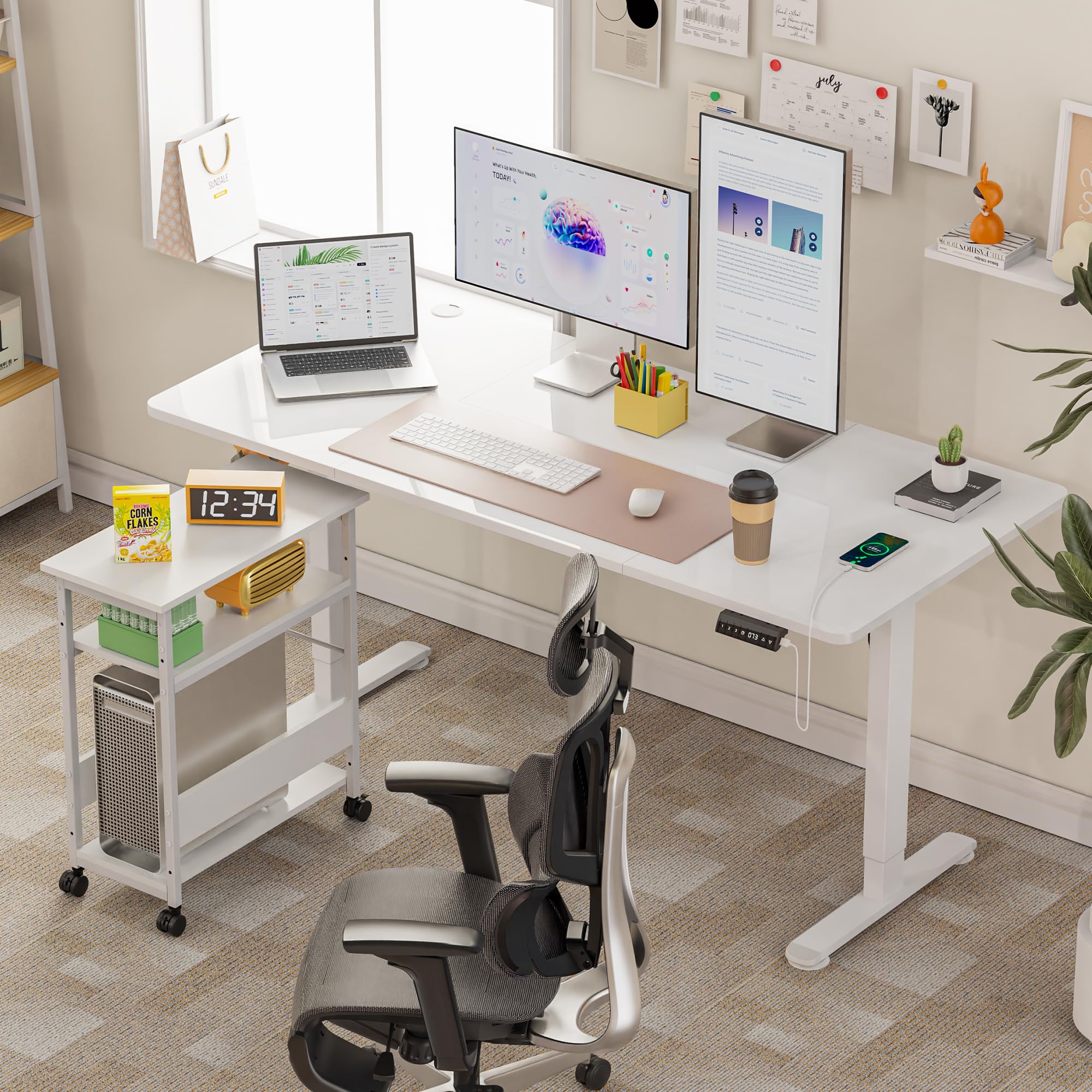 Amazon.co.jp: Alebert｢アレベルト｣ 天板昇降式パソコンワゴン