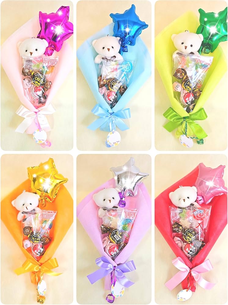 Amazon.co.jp: お菓子ブーケ4個セット☆くまさんとバルーン☆透明