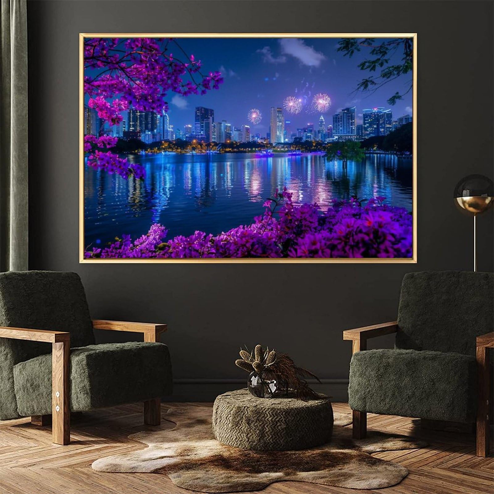 Amazon.co.jp: 絵画 華やかな都会の夜景 アートパネル ポスター 魅力的