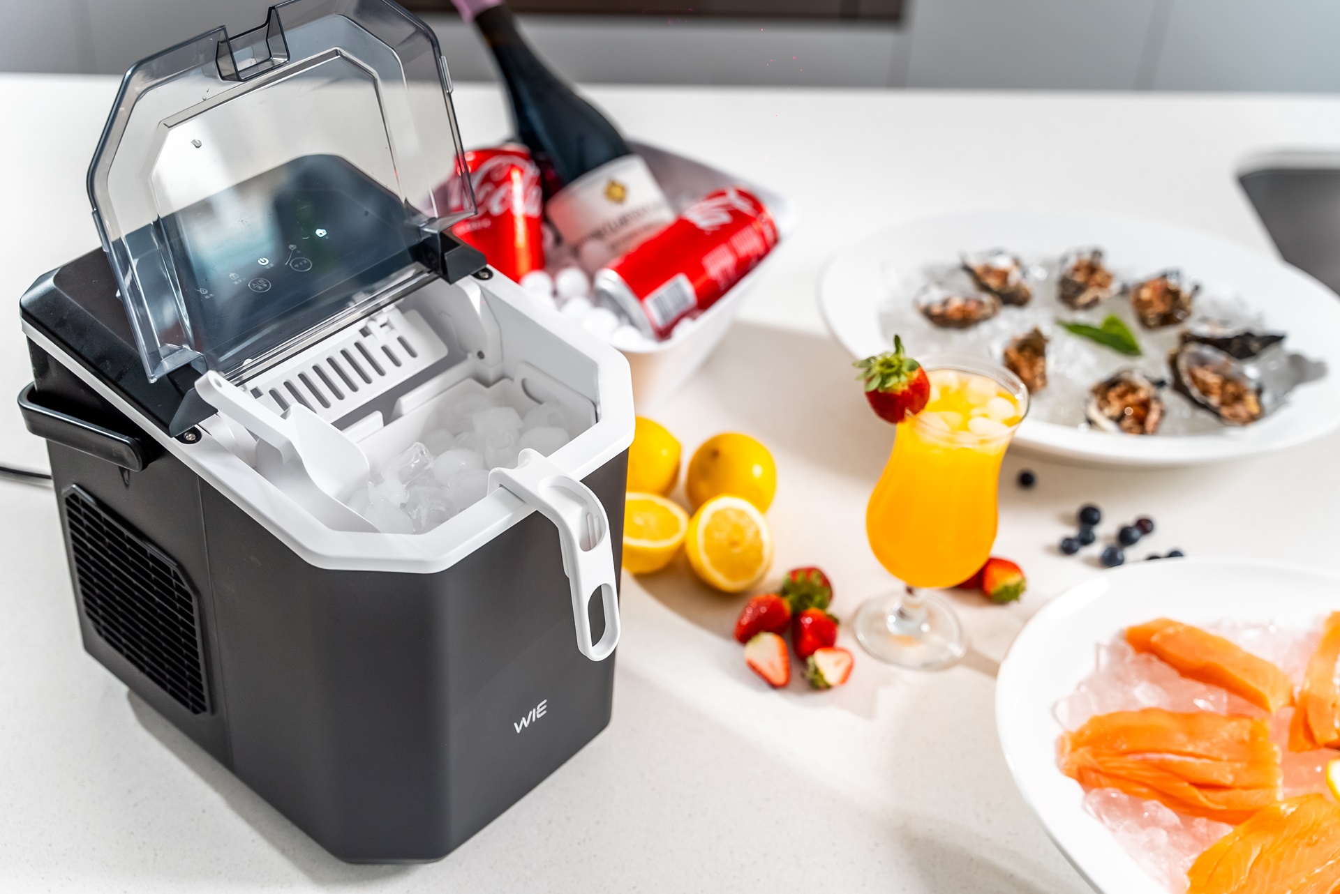 Amazon.co.jp: WIE 製氷機【ハンドル付き氷バスケット 高速製氷 自動