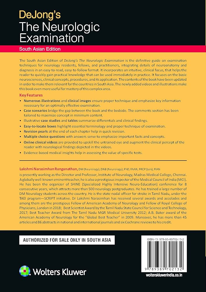 DeJong's The Neurologic Examination, South Asian ed : William W