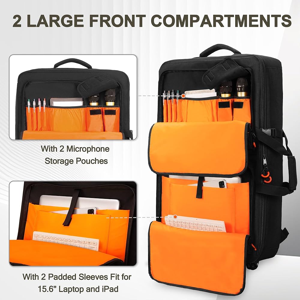 Rexmica DJ Controller Bag Backpack with Wheels Compatible with