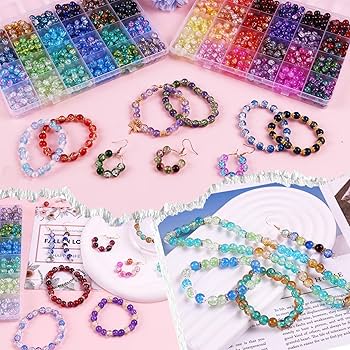 Amazon.com: 1800PCS 8mm Crackle Glass Beads Bracelet Making Kit