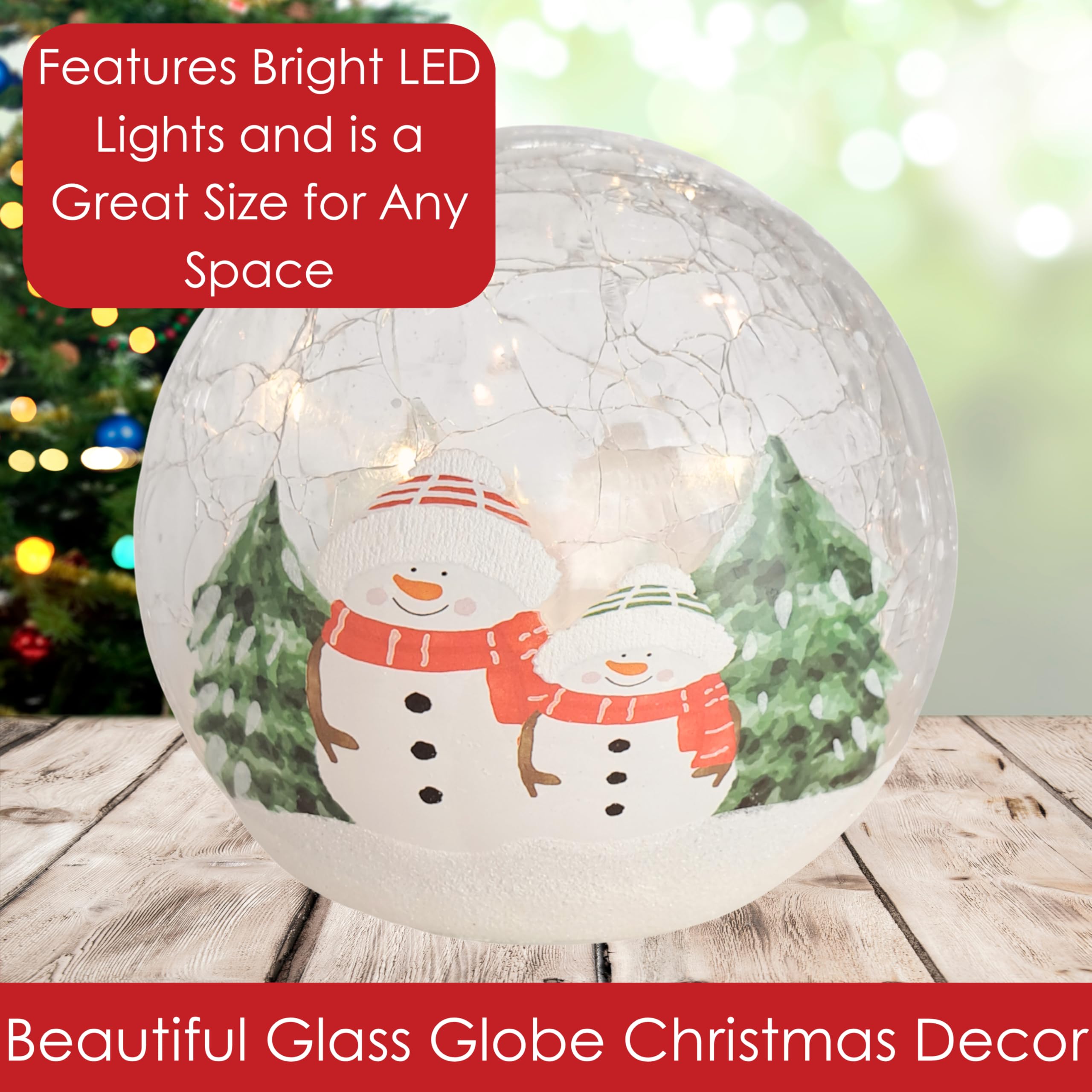 Amazon.com: Gift Essentials Cozy Snowmen Crackle Glass Globe - LED