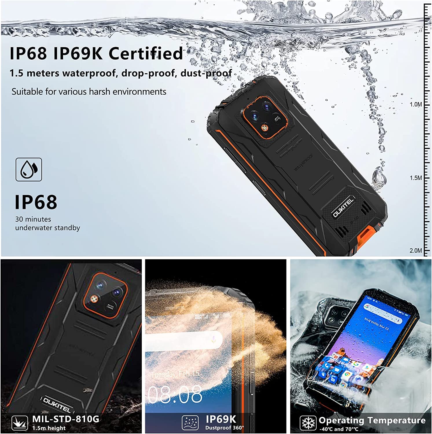 OUKITEL WP5 Pro Outdoor akıllı telefon, sözleşmesiz, 4G Dual SIM