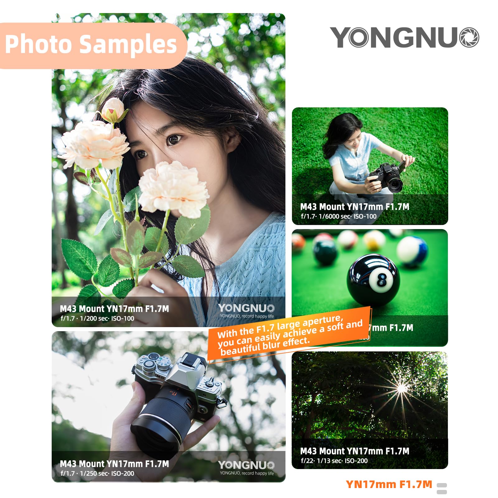 Amazon.com : YONGNUO YN17MM F1.7M Lens for M43 Mount, 17mm F1.7