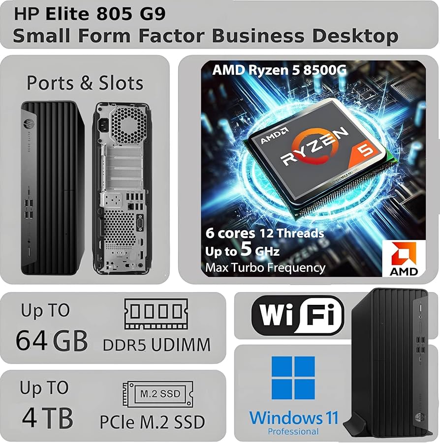 Amazon.com: HP Elite 805 G9 SFF Business Desktop Computer, AMD