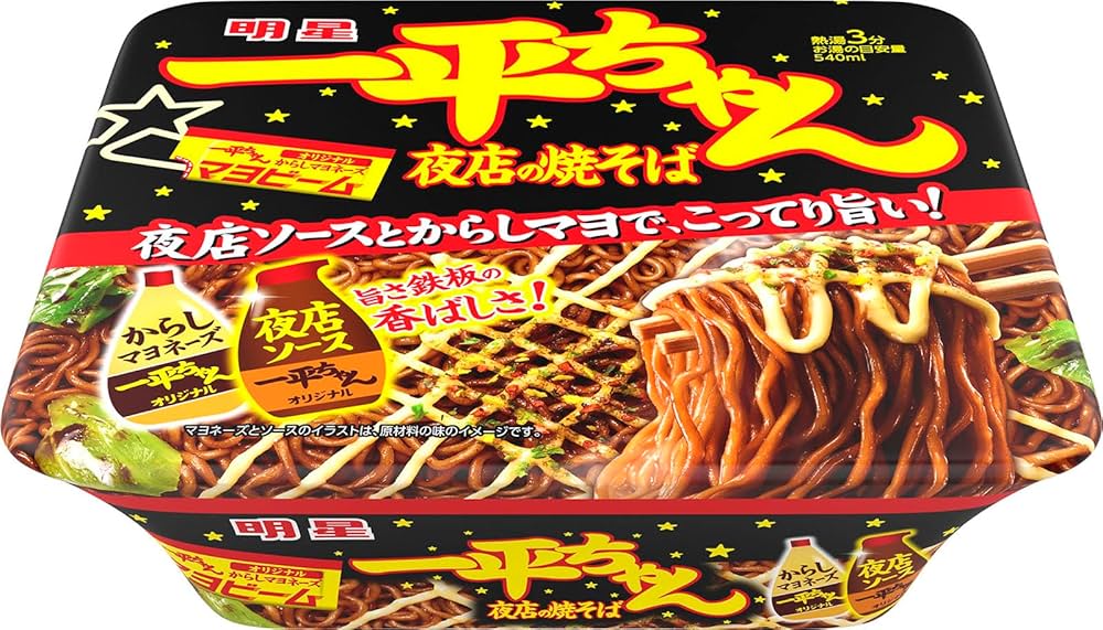 Amazon.co.jp: 明星 一平ちゃん夜店の焼そば[12個入、カップ麺
