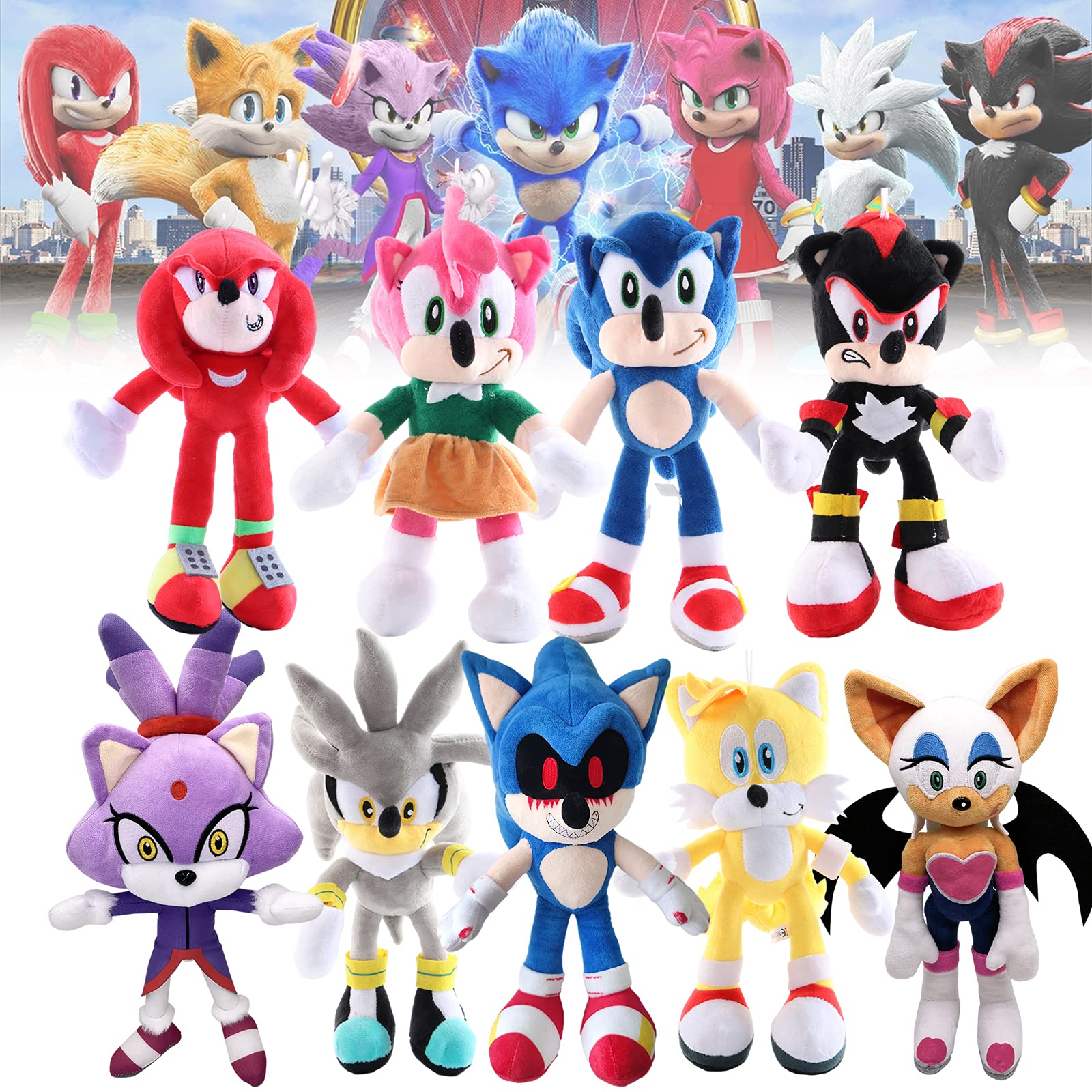 Amazon.co.jp: 9個のスーパーソニックザヘッジホッグぬいぐるみ、11.8