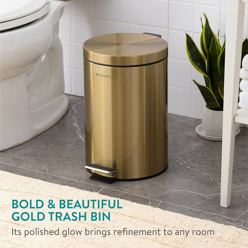 Amazon.com: Navaris Gold Pedal Bin 3.2 gal (12 Litre) - 12L