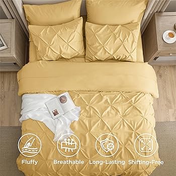 Amazon.com: Bedsure Queen Comforter Set Yellow - Bed in a Bag