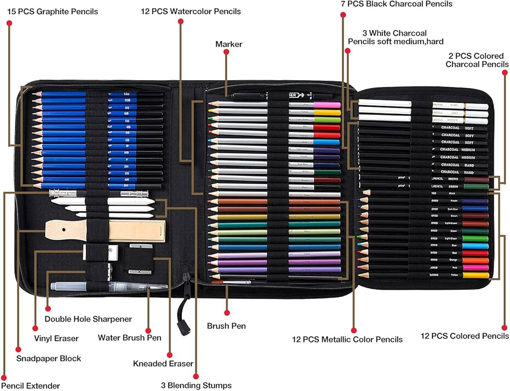 Amazon.co.jp: Prina 76パック スケッチセット プロアートスケッチ用品