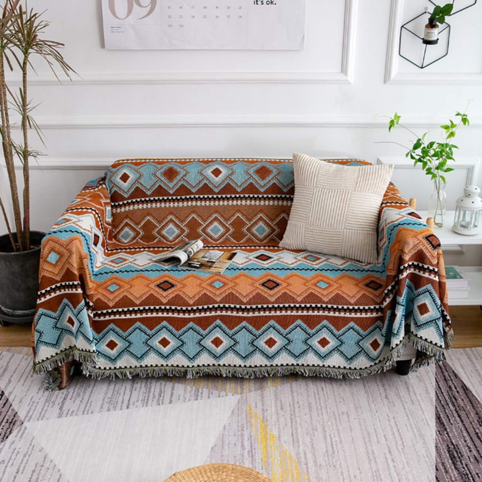 Amazon｜民族風 マルチカバー 北欧風 ソファカバー ブランケット
