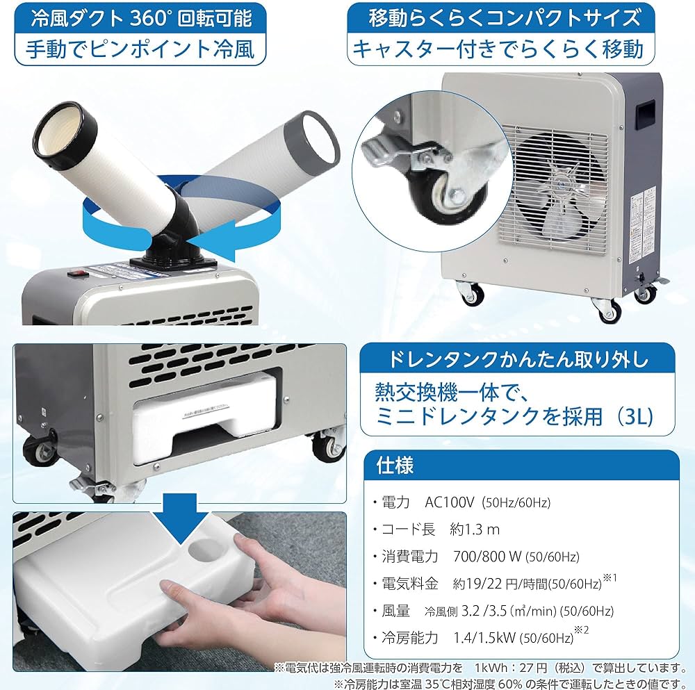 Amazon.co.jp: 広電 スポットクーラー 業務用 小型 板金 冷風ダクト付