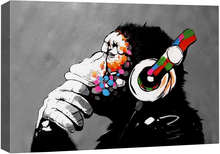 Amazon.com: SIGNWIN Canvas Wall Art Banksy Thinking Monkey with