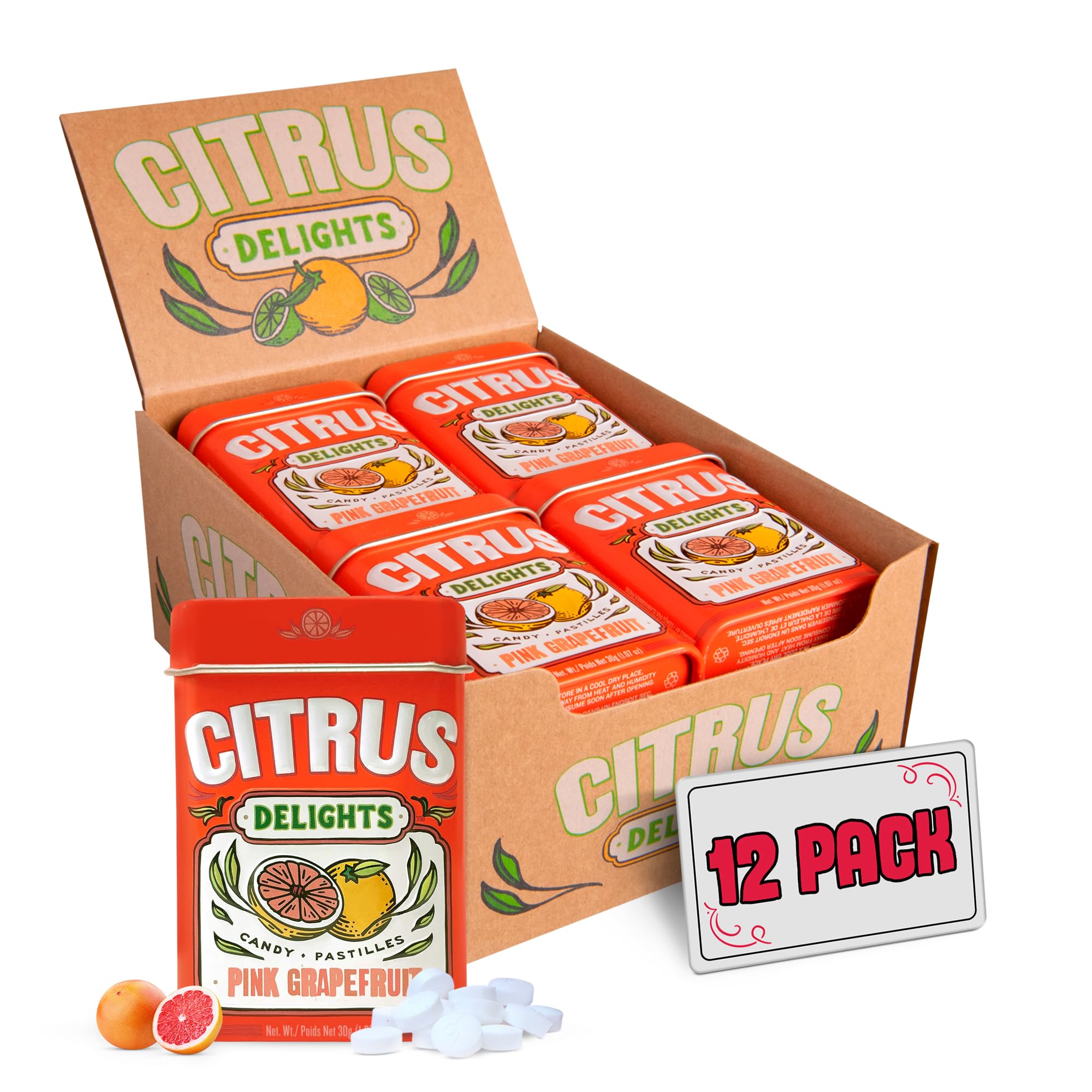 Amazon.com : Citrus Delights Pink Grapefruit Candy – 30 Count Tin