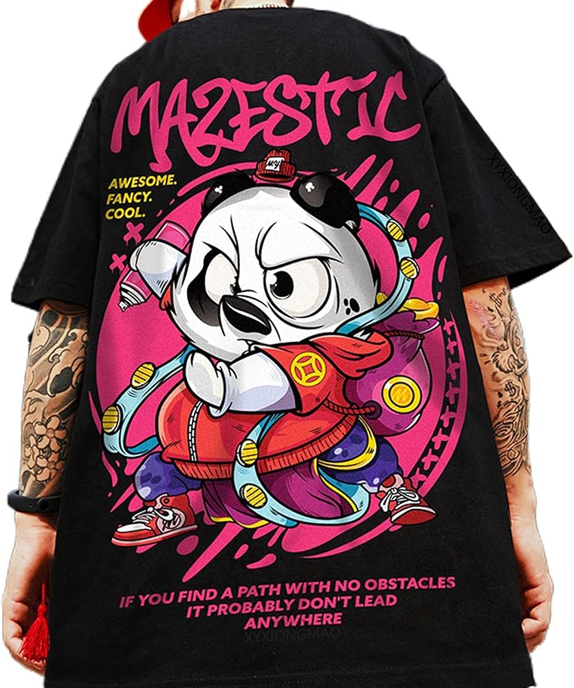 XYXIONGMAO Men's Panda Print Pattern Japanese Casual Streetwear