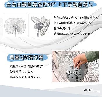 Amazon | 広電(KODEN) 工業用扇風機 工業扇 工場扇 三脚型 45cm 左右