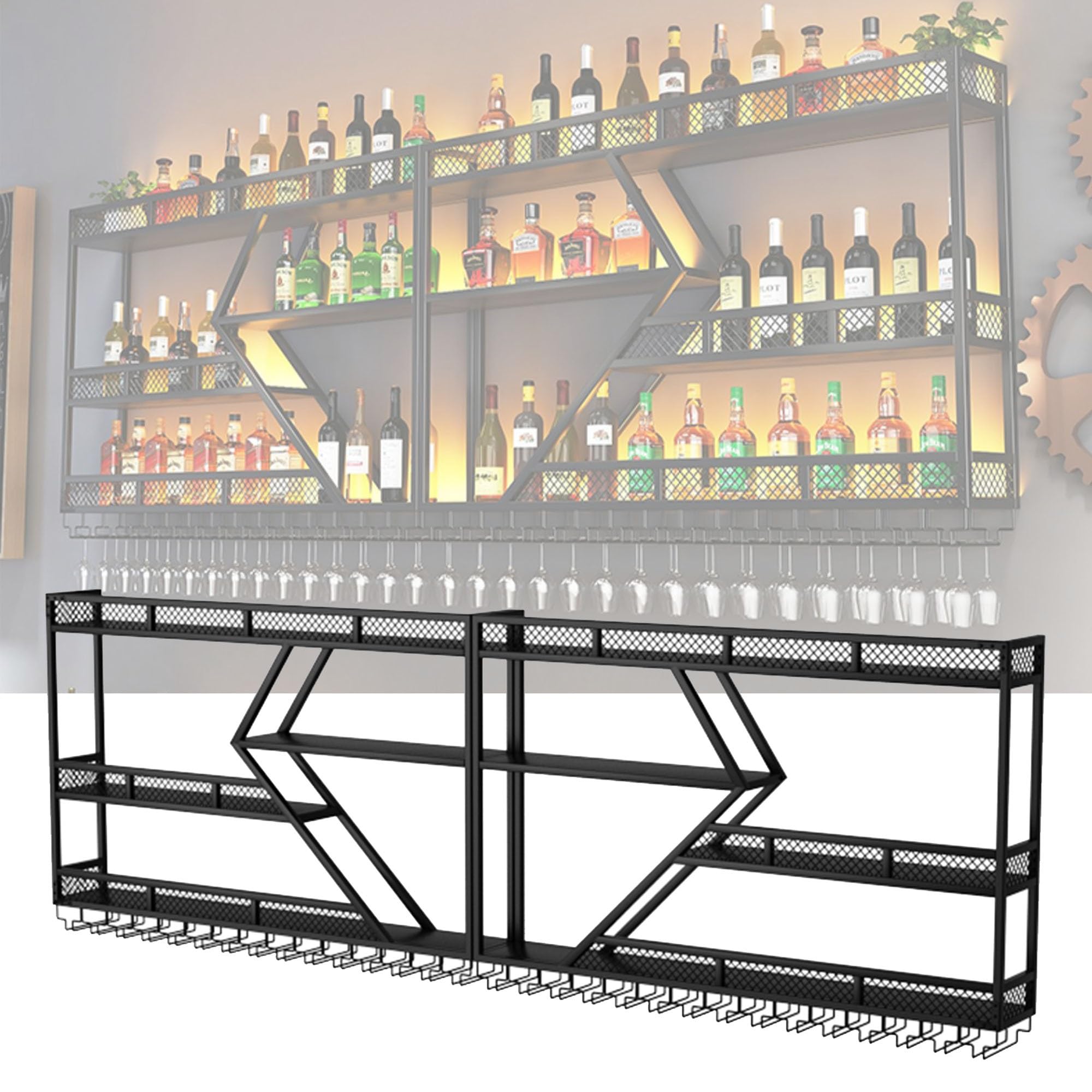 Amazon｜ワインラック バーシェルフ 壁掛け式 吊り下げ式ワイングラス