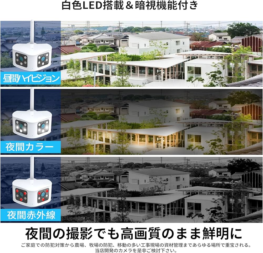 Amazon.co.jp: RIUQIMO 防犯カメラ 屋外 ワイヤレス 4K/660万 wifi
