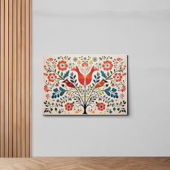 Amazon.com: Nordic Garden, Scandinavian Folk Art Birds and Flowers