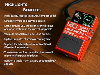 Amazon.com: Boss RC-1 Loop Station Bundle with Gearlux Power