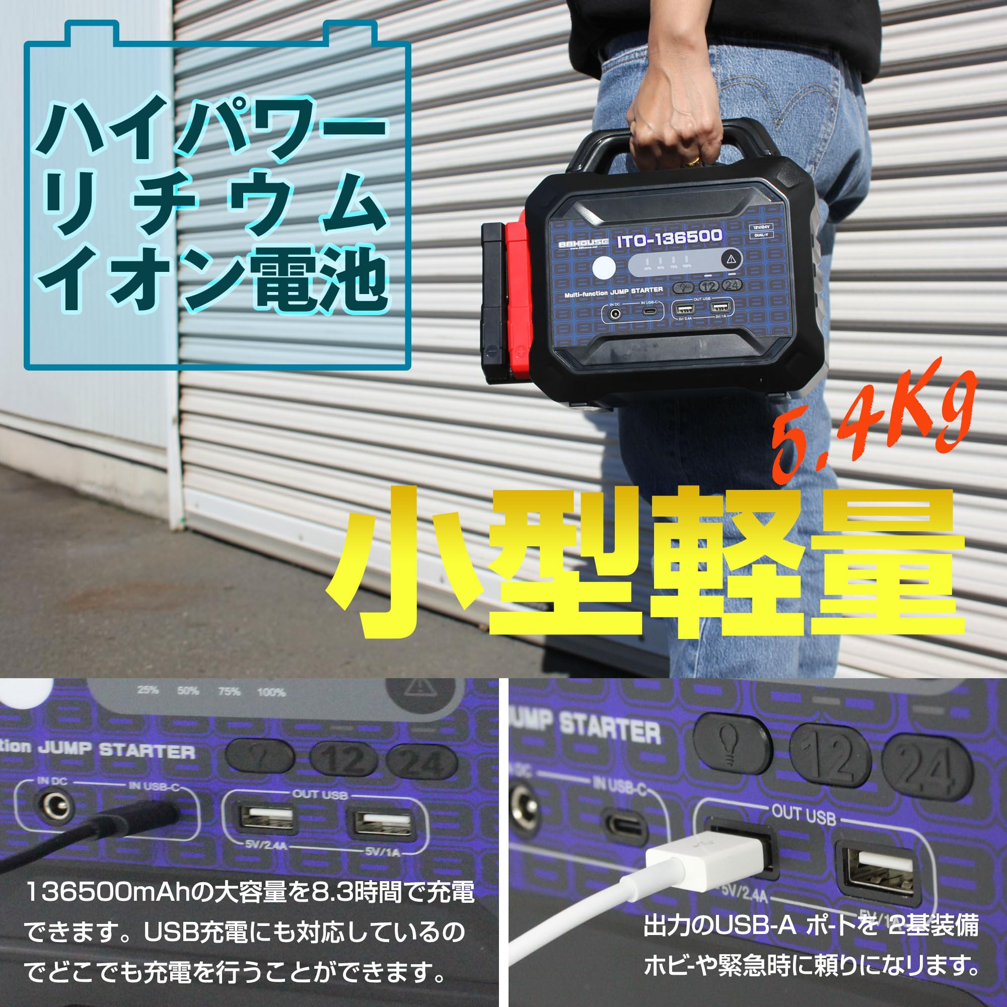 Amazon | 88HOUSE ジャンプスターター 12V 24V 大容量 修理対応可