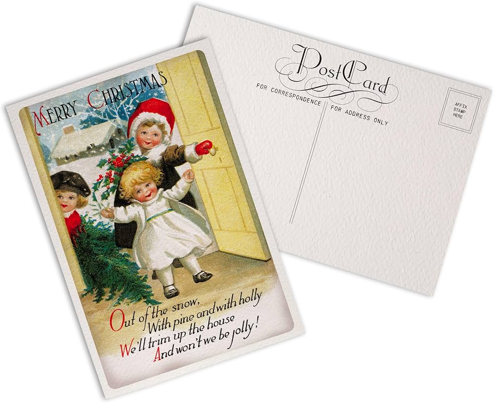 Amazon | レトロフレンズアンティーククリスマスポストカード 高級